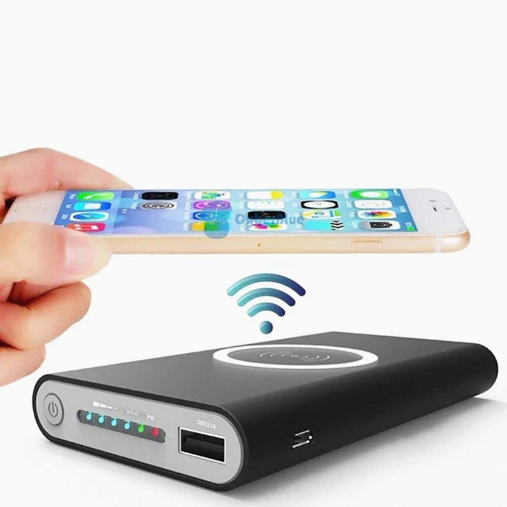 

Cyber Blue Portable 10000mah External Battery Power Bank Wireless Charger Powerbank