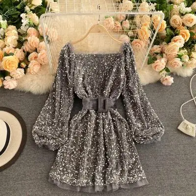

2021 Latest Designs Women Fashion Sequined Birthday Dress