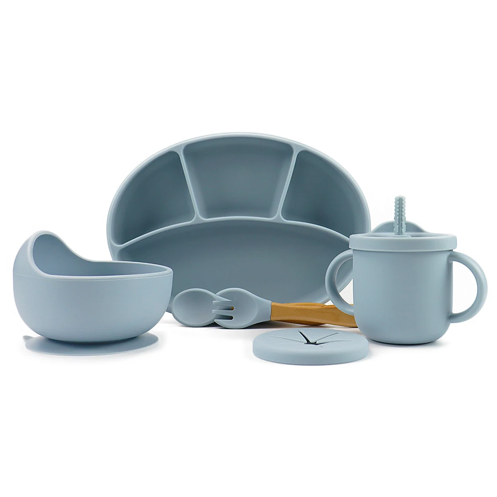 

Baby Feeding Dining Set Gel Silicone Children Dinner Suction Plate Set Food Silicon Tableware Kid Set, Any pms color