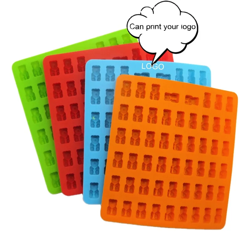 

Wholesale Cute Gummy Bear 53 Cavity Silicone Tray Make Chocolate Candy Jelly Mold DIY Children Cake Decorating Tools, Red, green, blue