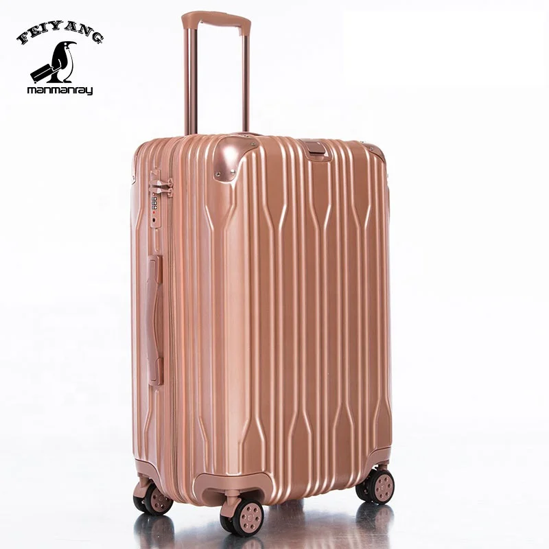 

Decent travel luggage 360 Degree Universal Wheels with stripes hard suitcase