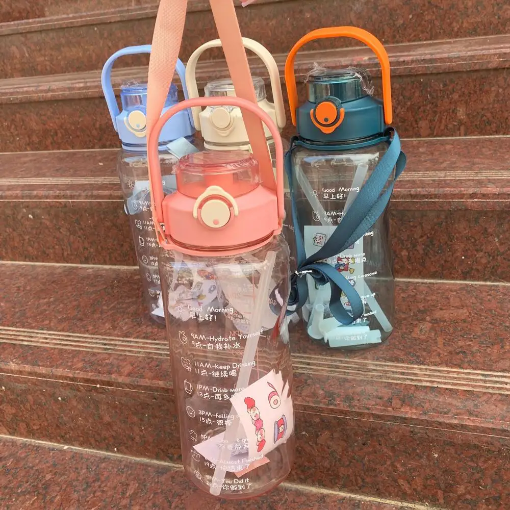 

High Capacity Portable Plastic Water Bottles 1 Gallon Petg Sport Water Bottle with Straw and Handle