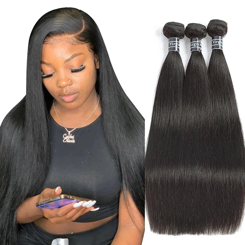 

Wholesale Raw Virgin Brazilian Cuticle Aligned Hair, Original Brazilian Human Hair Bundle/Weave, 10a Grade Brazilian Human Hair, Natural black/ #1b color
