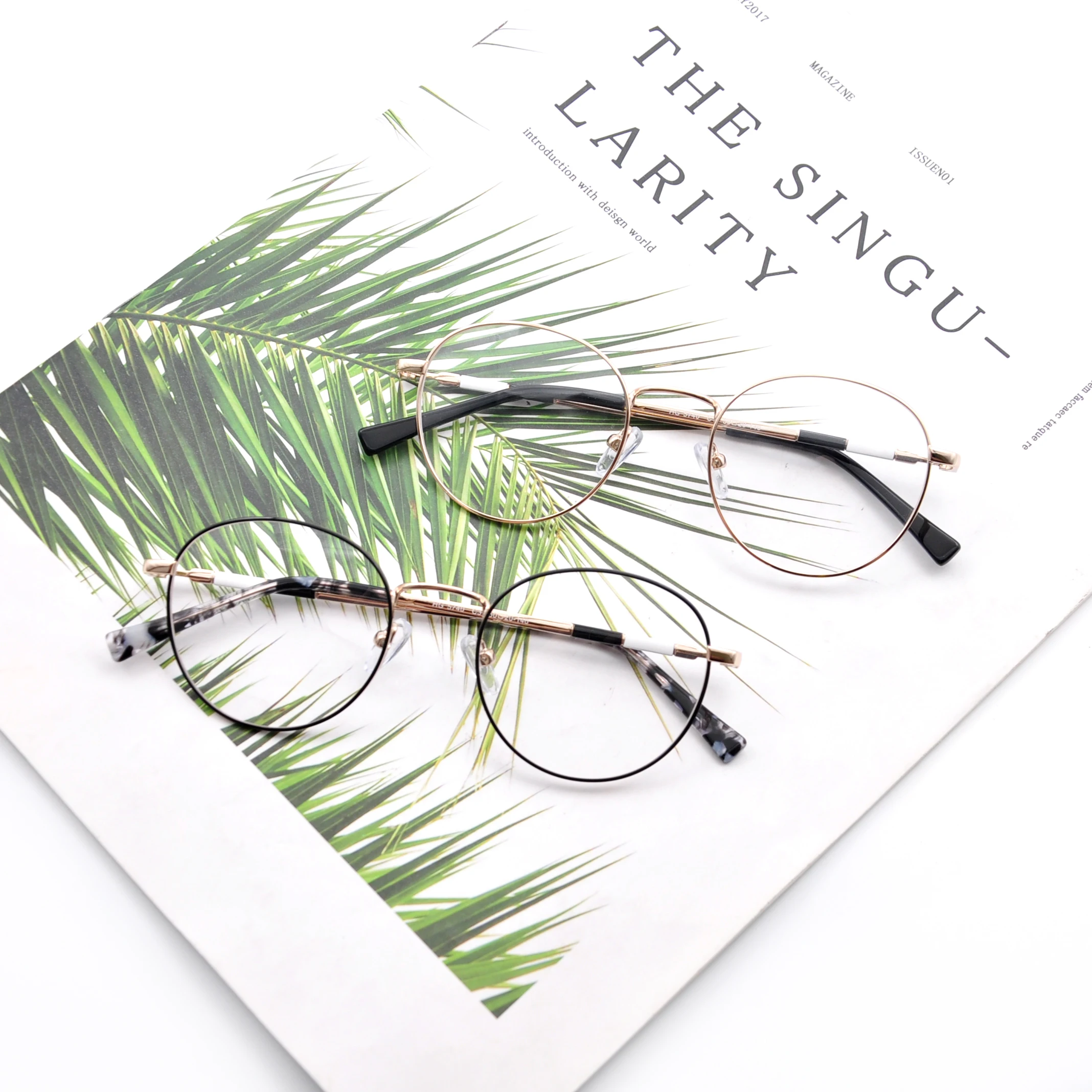 

Latest stinless steel material round shape eyeglasses frames style for women