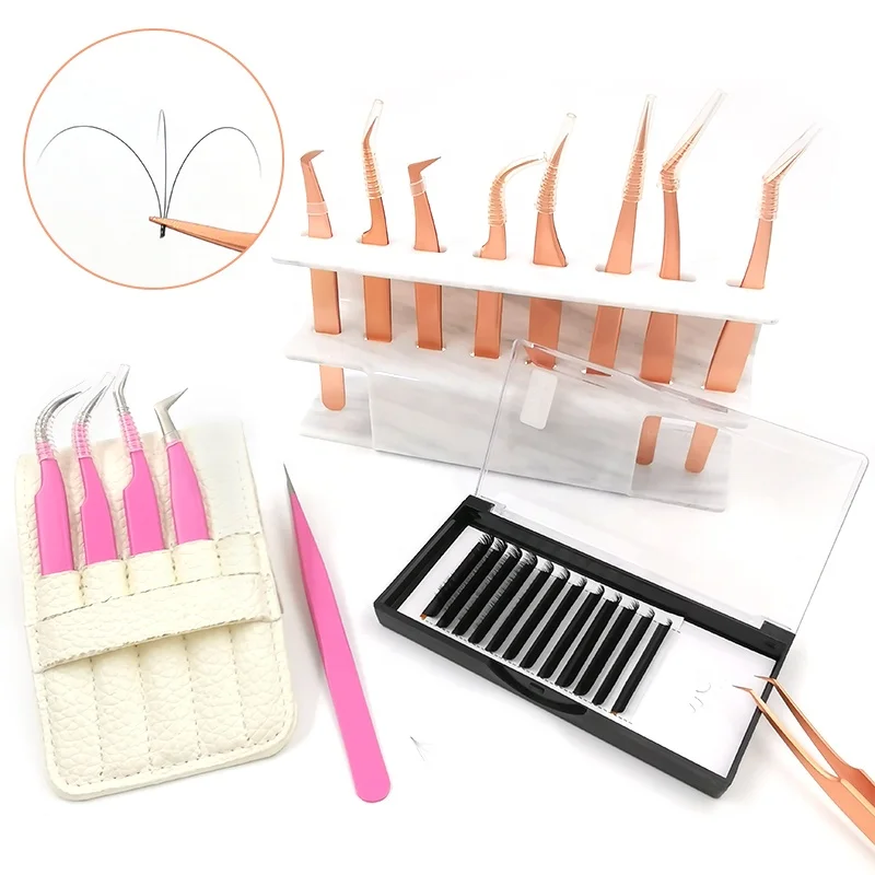 

Private Label Professional Volume Lash Tools Pointed Tip Type Russian Easy Fan Eyelash Extension Tweezers