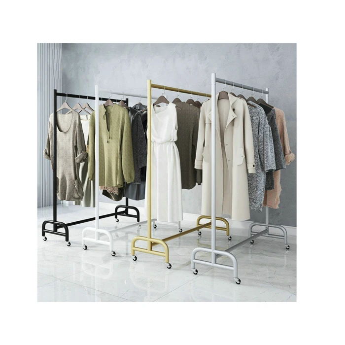 

Gold Rollers clothes rack floor stand bedroom hanger clothes shelf drying coat rack rolling clothes rack