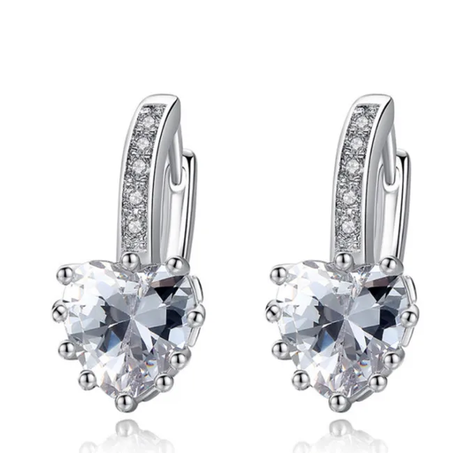 

European American Fashion Peach Heart A-grade Zircon Gold Plated Hoop Earring