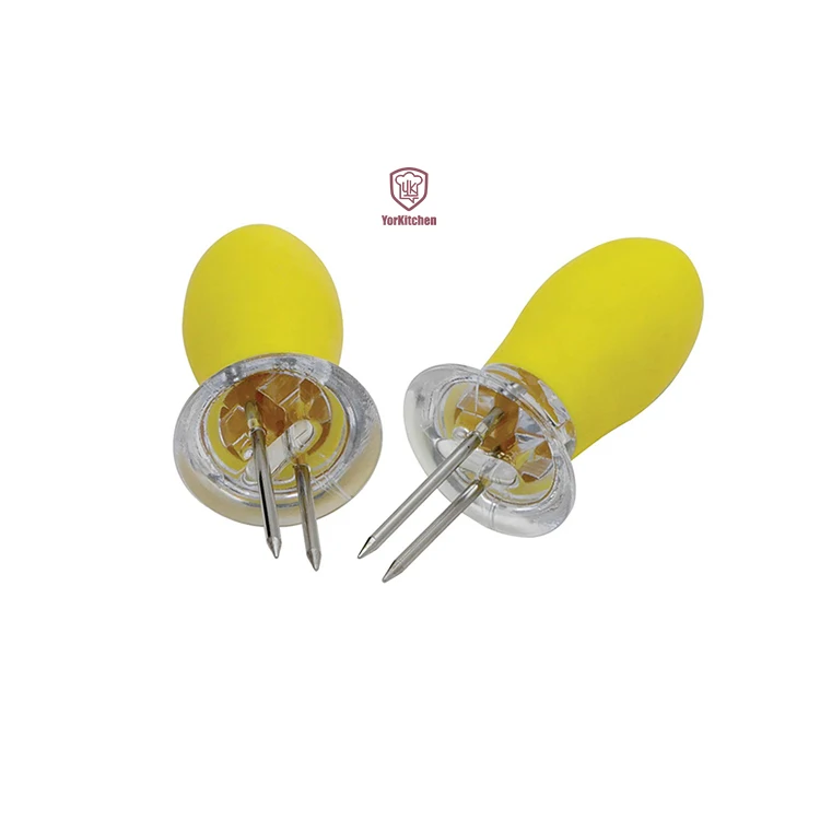 

Heat Resistant Corn Holder Silicone Handle Corn Forks BBQ Corn Fork