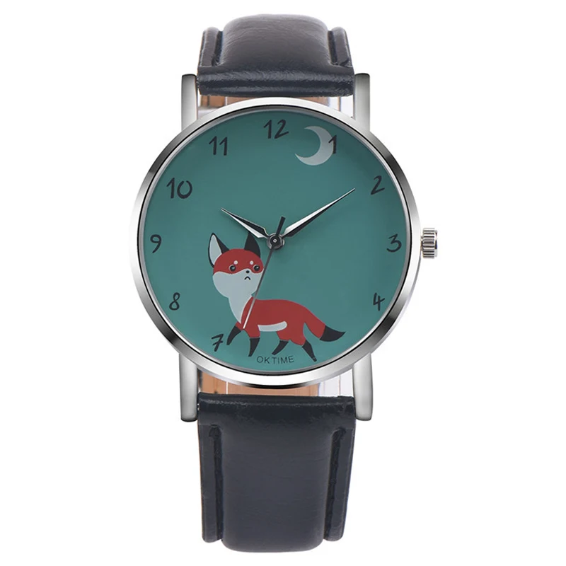 

WJ-6261 Leather Band Cute Small Fox Face Fashion Girls Decorate Watch, Multicolor
