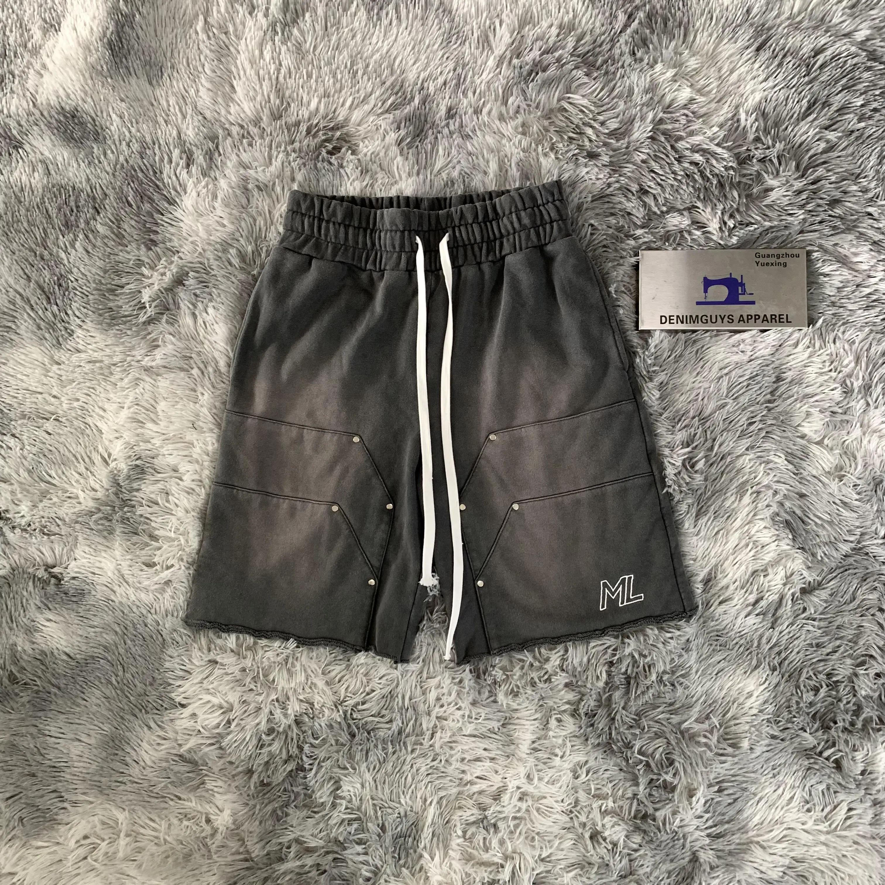 DENIMGUYS Streetwear Grey Short Pants Men Blank Cotton French Terry Cotton Male Casual Baggy Cargo Shorts