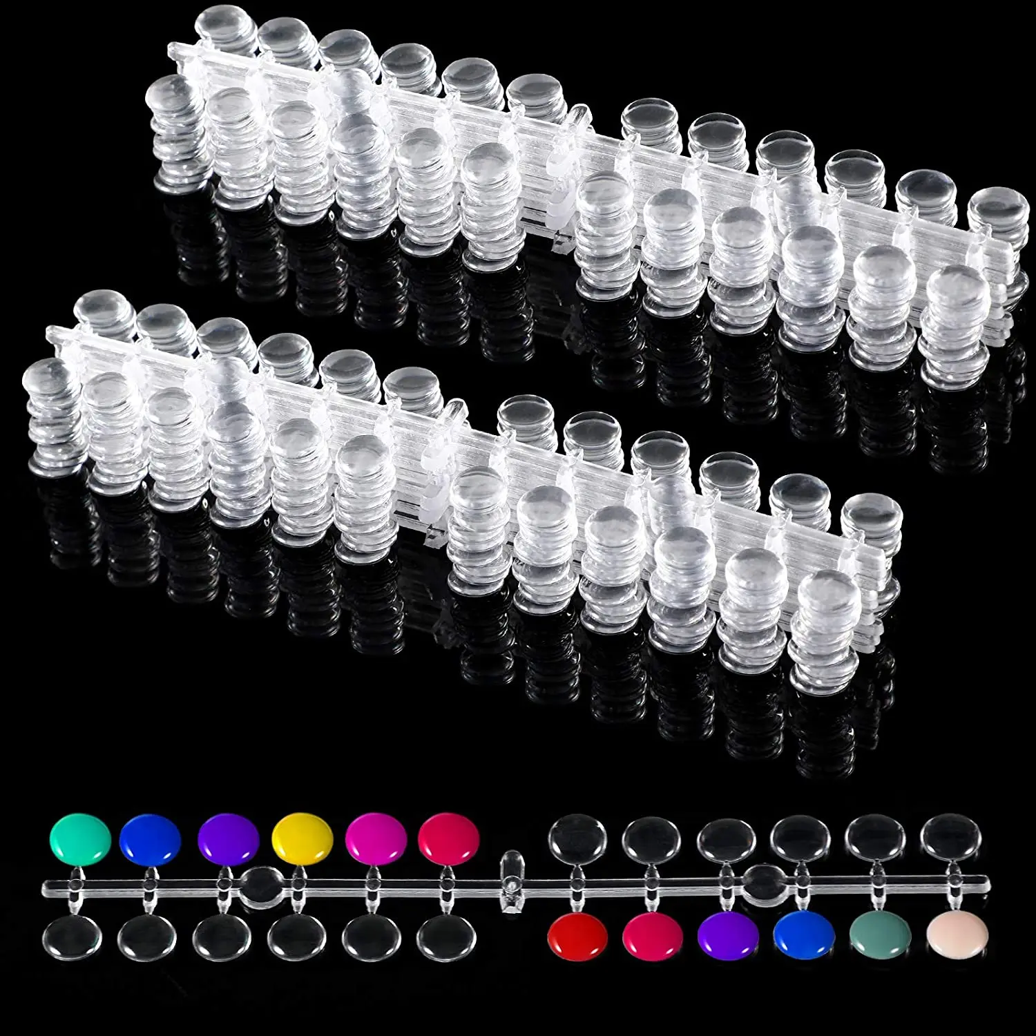 

120Pcs Transparent Nail Art Color Chart Round False Nail Display Tips with Adhesive Sticker for Nail Polish Training Practicing