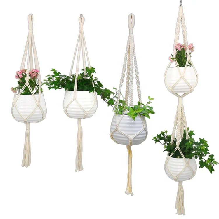 

Handmade Indoor Wall Home Decoration Knotted Rope Net Macrame Plant Pot Hangers