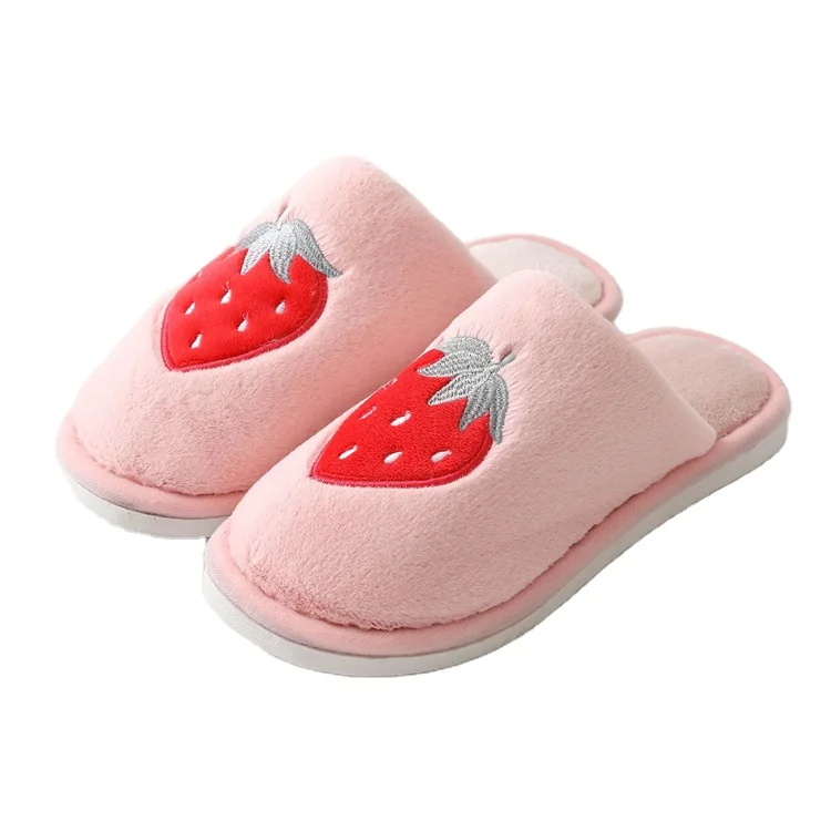 

Winter Slippers Lovely Fruit Strawberry Women House Slippers Lady Plush Slipper, As picture