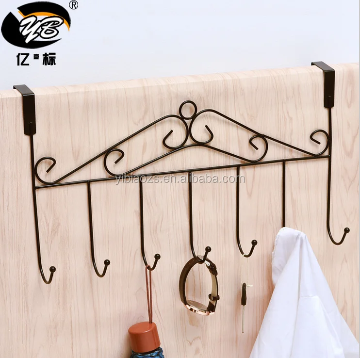 

7 hooks wire door iron over the door clothes hook decorative metal hanger, Black , white , coffee