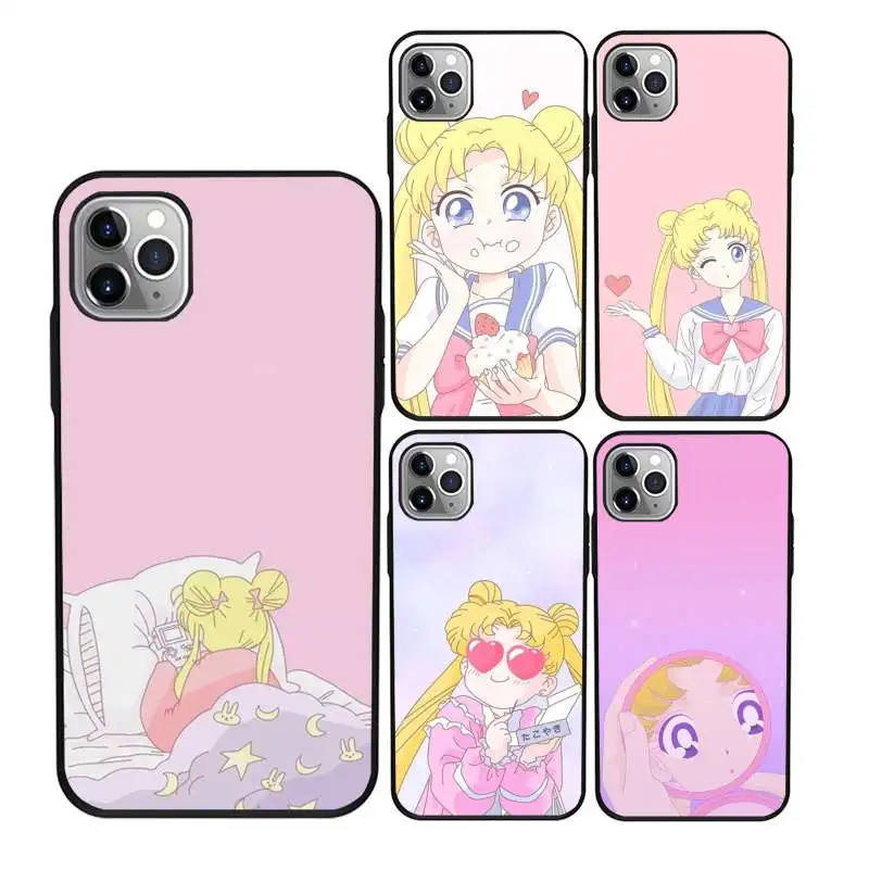 

Anime Sailor Moon protection phone case tpu for iPhone 12 11Pro Max 11 X XS XR XS MAX 8plus 8 7plus 7 6plus 6 5 5E case, Black