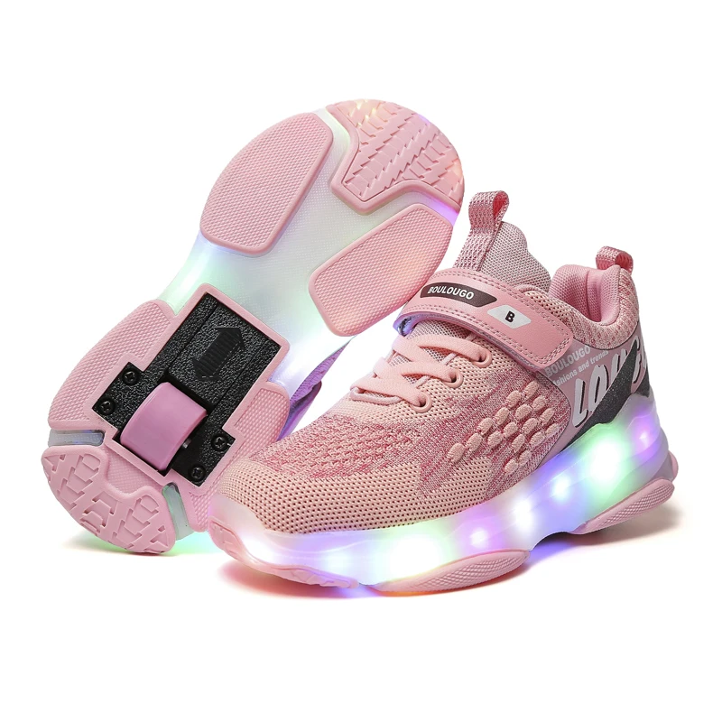 

LED Kids Casual Running Sport Luminous Lighting Children Led Shoes Para Ninos Zapatillas Con Luces Roller Skates, 2 colors