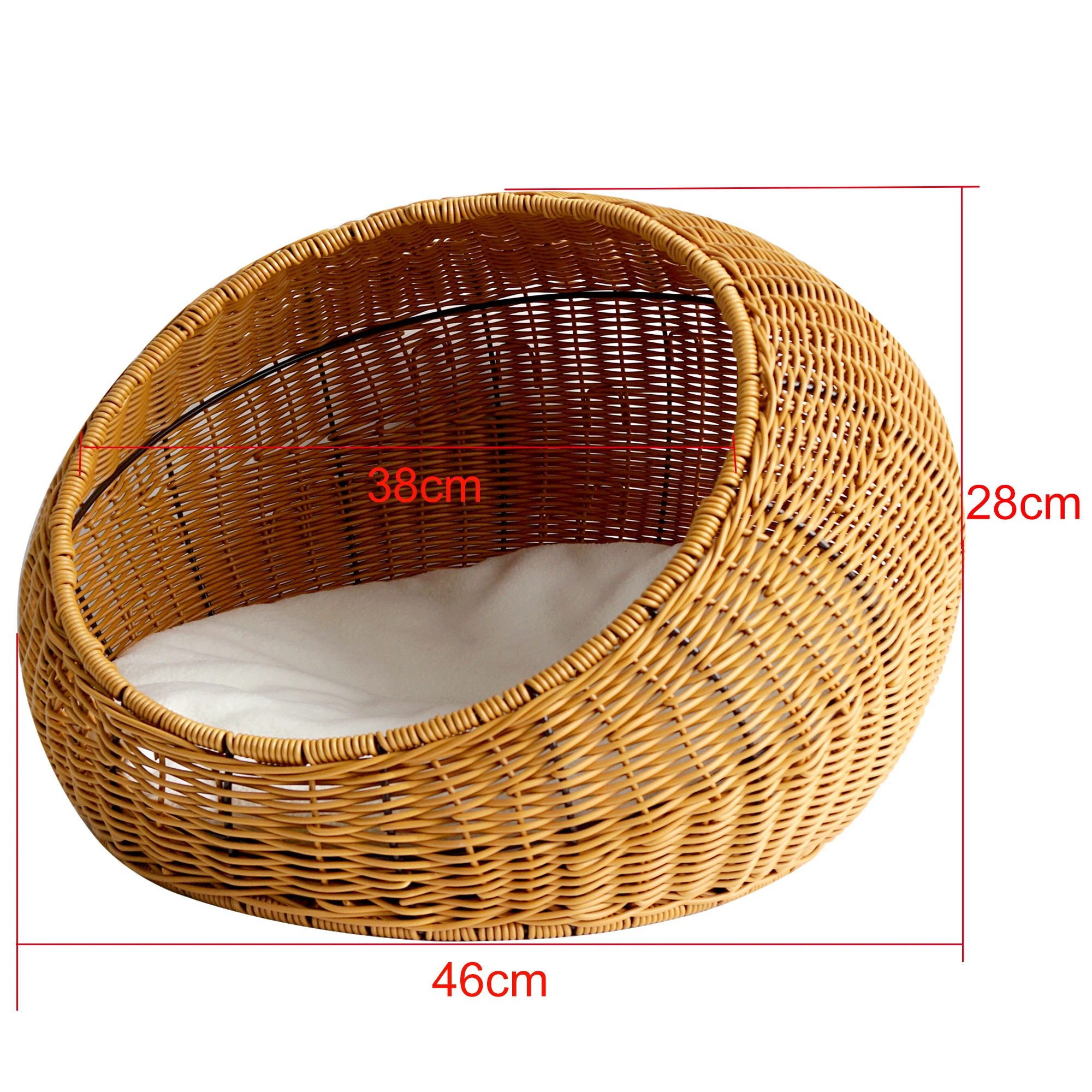 

High Quality Wholesale Luxury Handmade Plastic Rattan Comfortable Oval Shape Pet House & Cat Bed