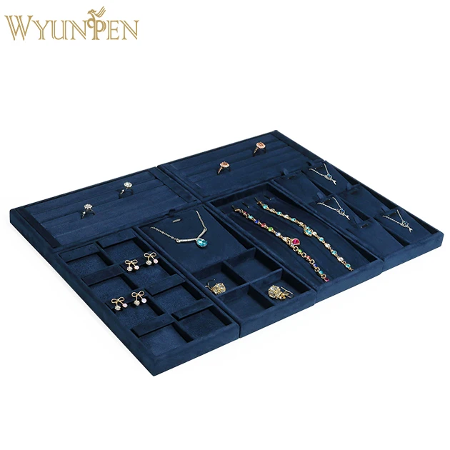 WYP Pink Leather Velvet Suede Jewelry Display Tray Wholesale Price for Earrings Rings Bracelets Necklaces