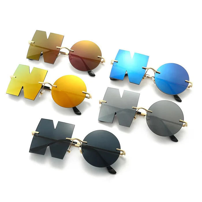

Fashion no Gold frame new design funny party male shape shades uv400 men women designers sunglasses, 5 color for selection