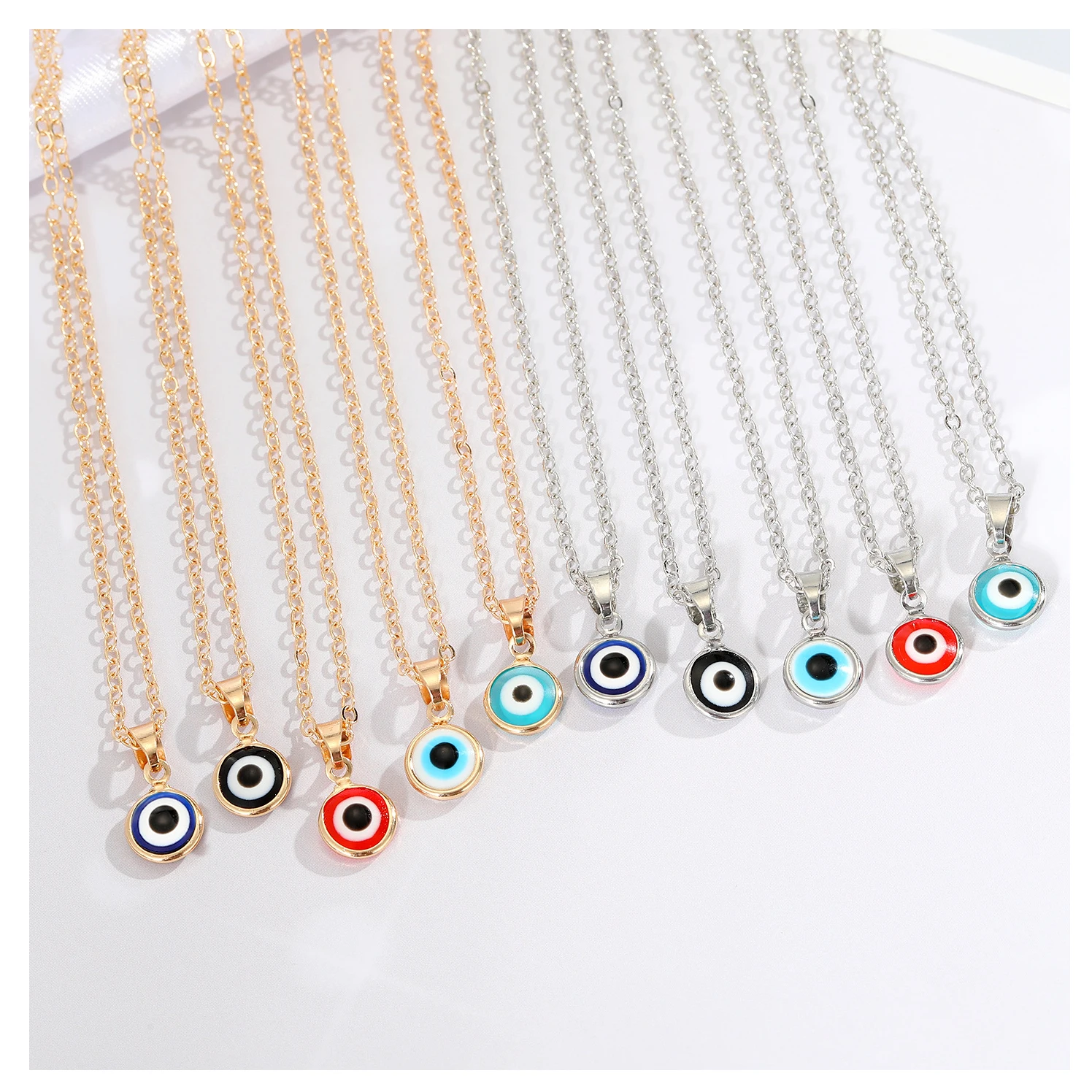 

Christmas Gift Multicolor Glass Edging Pendant Kabbalah Protection Evil Eye Necklace