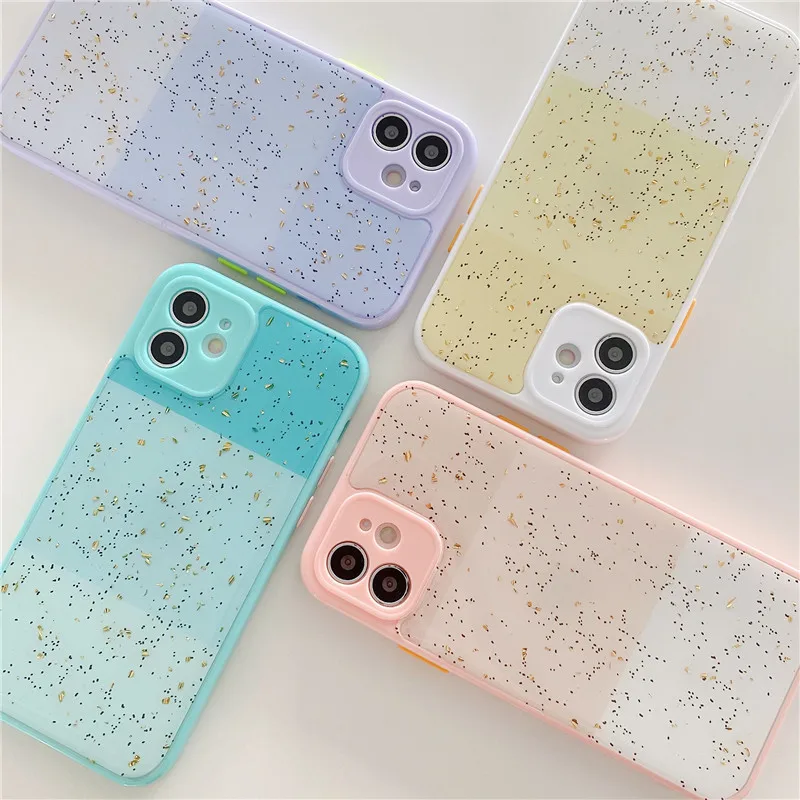 

Luxury Contrast Gradient Shockproof Phone Case For iPhone 11 Pro X XR XS Max 8 7 Plus SE 2021 Clear Candy Color Back Cover