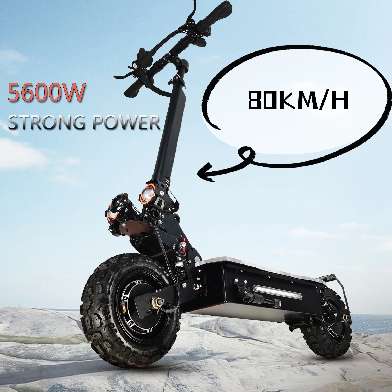 

USA and Eu Warehouse 11 inch Off Road Dual Motor Fast 80km/h Battery Range 60-80Km 5600w Electric Scooter For Adults