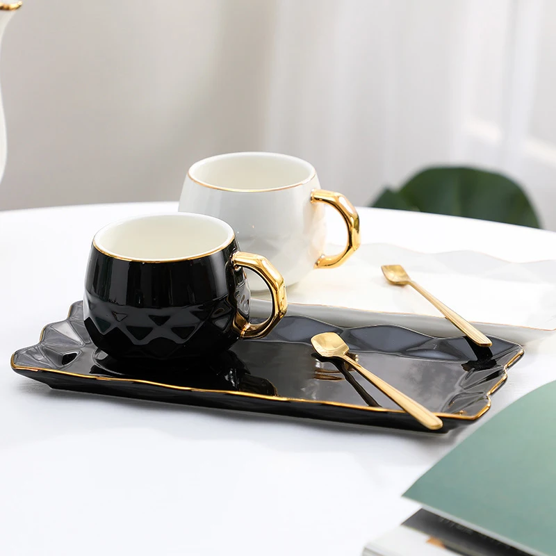 

Wholesale simple cheap good selling porcelain mug tea set, Black, white