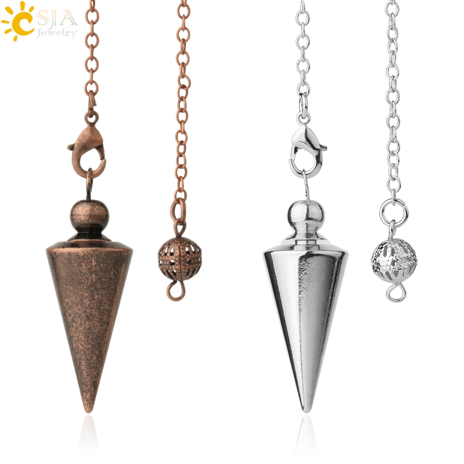 

CSJA cone metal pendulum for wicca antique copper gold-color spirtual pendulo radiestesia healing pendulum 2020 jeweley G336