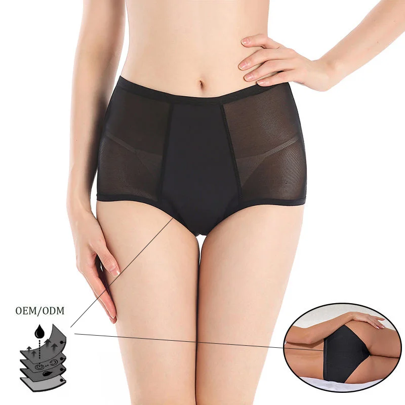 Shanhao OEM Organic Cotton Menstrual Panties Culottes High Waist Heavy Flow Leakproof Reusable Performance Period Underwear