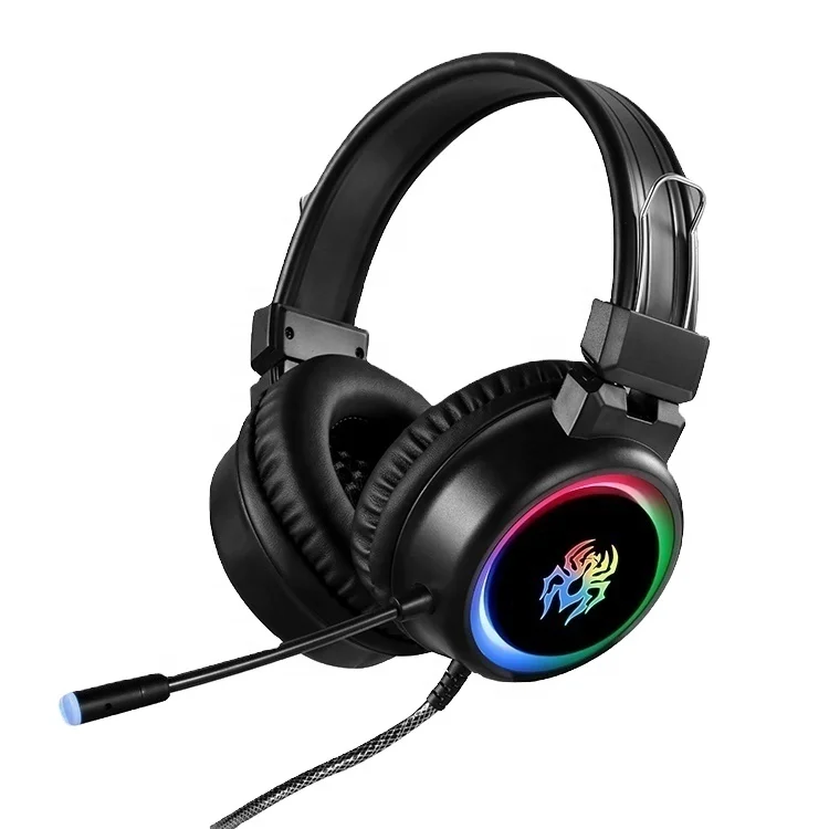 

Wired Gaming Headsets With RGB For PS4 PS5 PC Computer Stereo Headphones With Microphone Led Light Yoro V5, Black