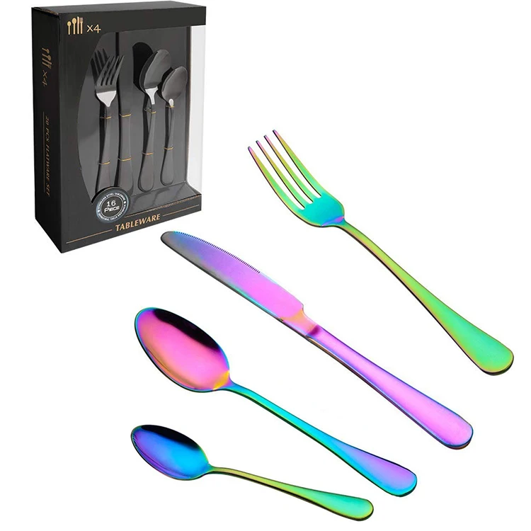 

High Quality Wholesale Silverware Set Stainless Steel Cutlery Sets With Box, Silver, gold, rose gold, black, colorful