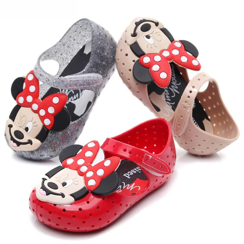 

New Bow Cartoon Girl Jelly Sandals 2021 Summer Children's Shoes Cute Baby Princess Sandals Non-slip Beach Shoes