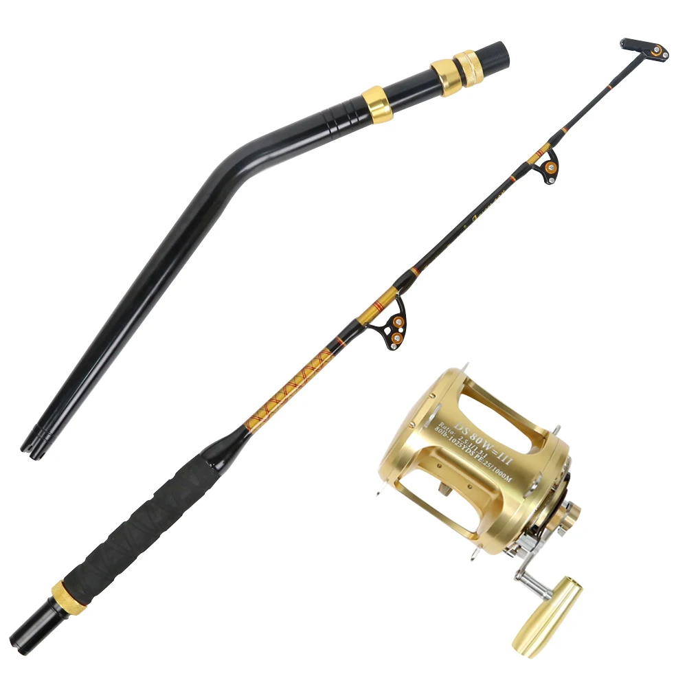 Deep Sea Blank Fiber Glass Rod Roller Guides Tuna Shark Trolling Rod Big Game Fishing Have Duty Bent Butts Handle Trolling Rod