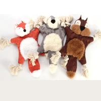 

Manufacturer wholesale bite resistence cute grey squeaky fox squirrel bear dog plush rope toy