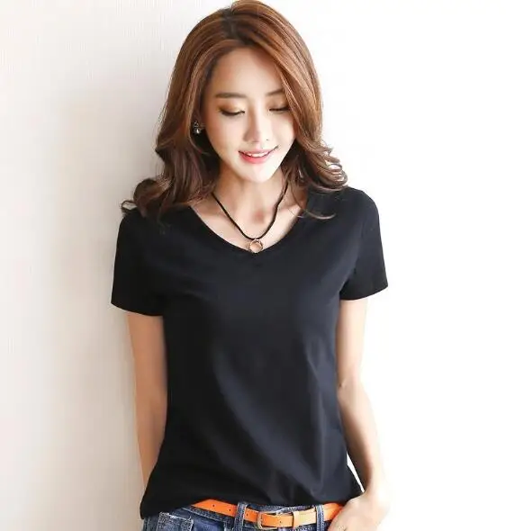 

2020 new women's white short-sleeved shirt T-shirt bottoming shirt wholesale custom