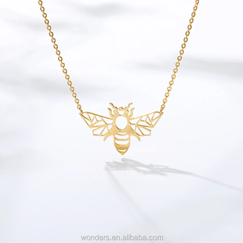 

Origami Honey Bee Necklace Stainless Steel Jewelry For Women Girls
