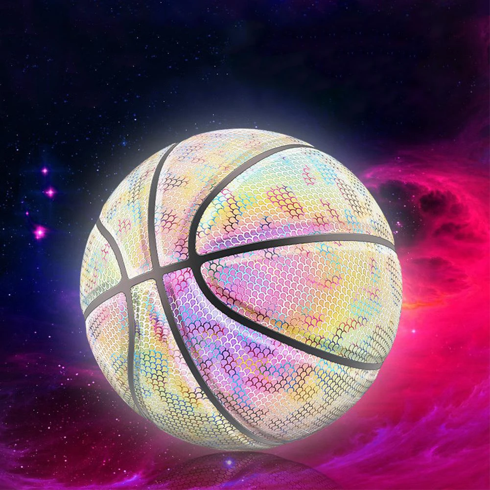

Light Up Basketball Ball Battery-Free PU Glow in Dark Basketball Fluorescent Bright After Sun Shine Official Luminous Basketball, Multi color