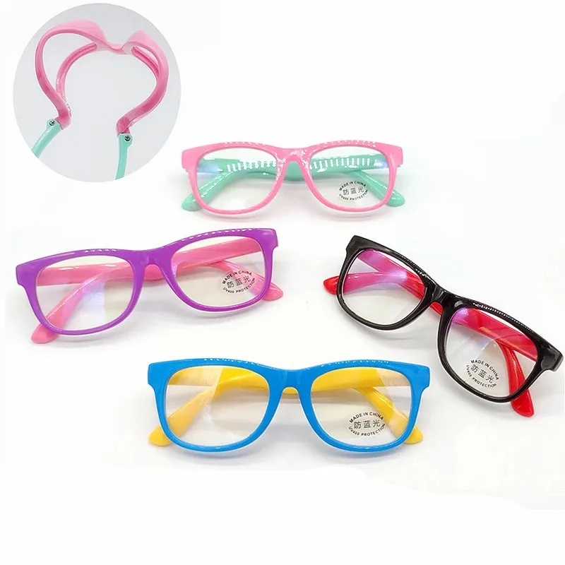 2023 Hot Selling Fashion Square Children Boy Girls Computer Optical Frame Eyeglasses Anti Blue Light Kids Glasses