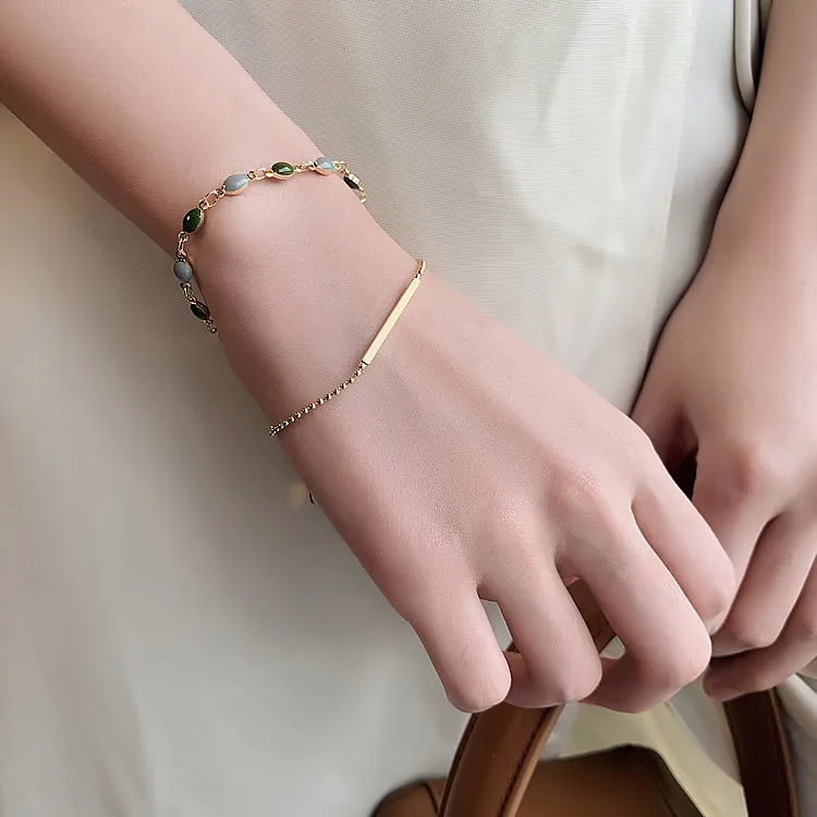 

Shangjie OEM Double French vintage bracelet copper bracelet women anklet crystal healing bracelet, Gold