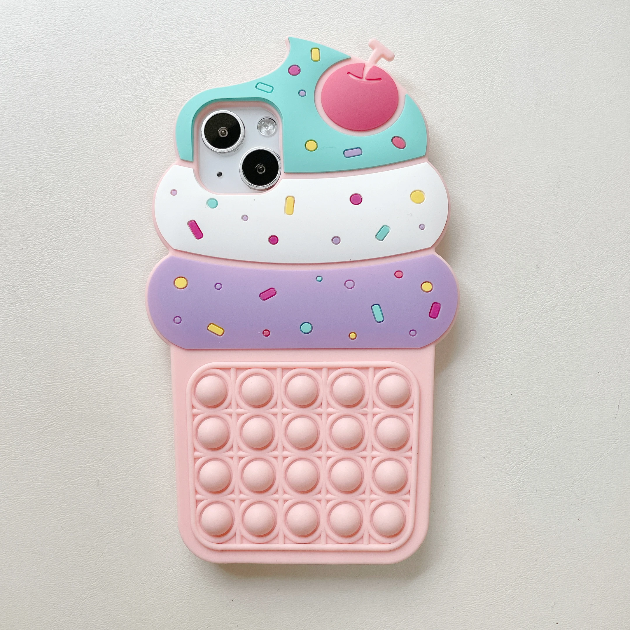 

3D Cherry Ice Cream Silicone Mobile Phone Cover For iPhone 13 12 pro max 6 7 8Plus 11 X XS XR XS Max