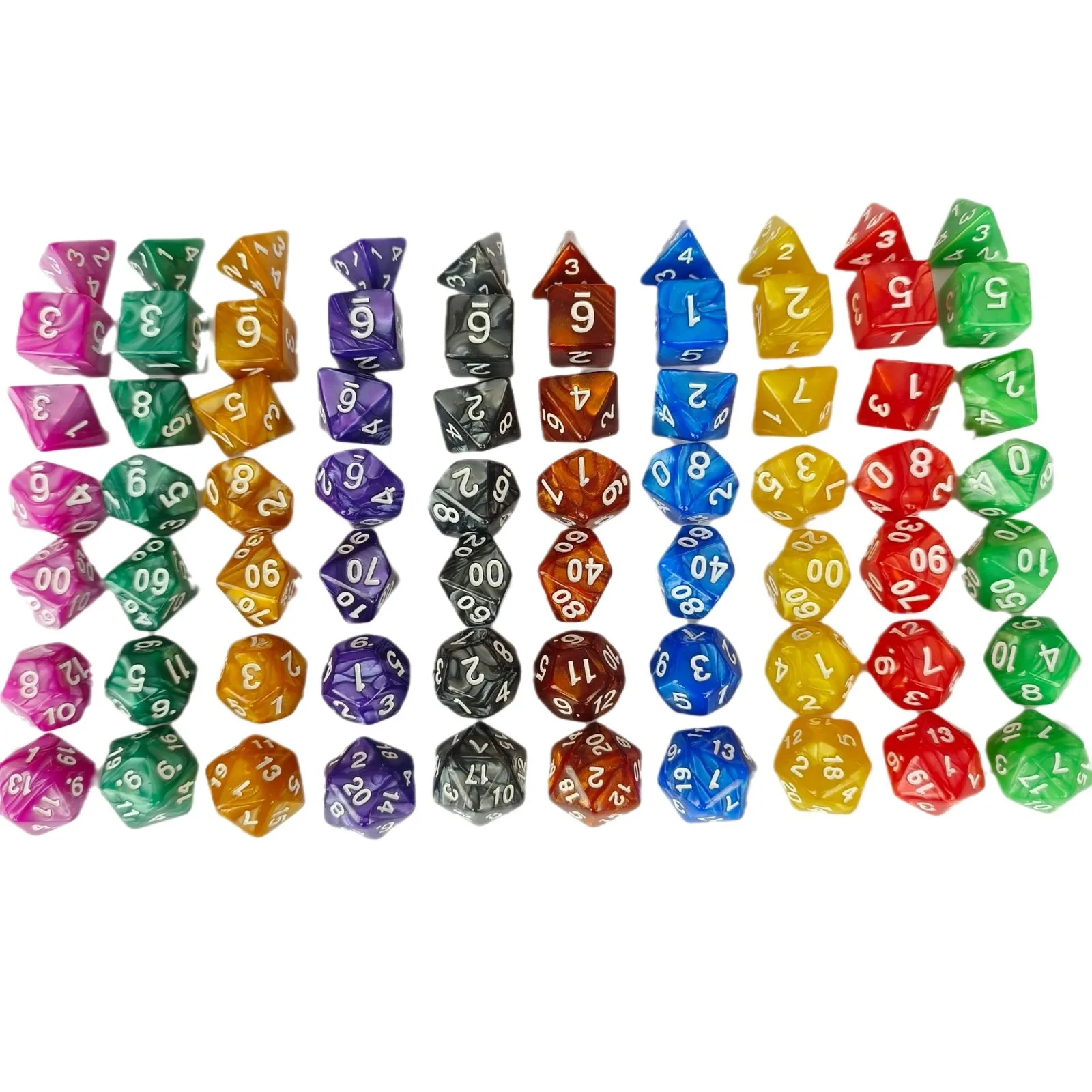DND Polyhedral Digital Dice 7pcs Set with Acrylic Pearl Pattern Essential Game Accessories