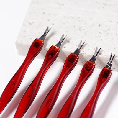 

Supplies Stainless Steel Cuticle Pusher Nail Fork Manicure Tool For Trim Dead Skin Fork Nipper Pusher Trimmer Cuticle Remover, Red