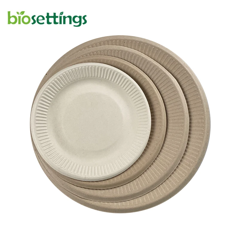 

PFAS FREE Pizza fruit plates rain bow/white/natural color customized eco friendly round bamboo dinnerware plates