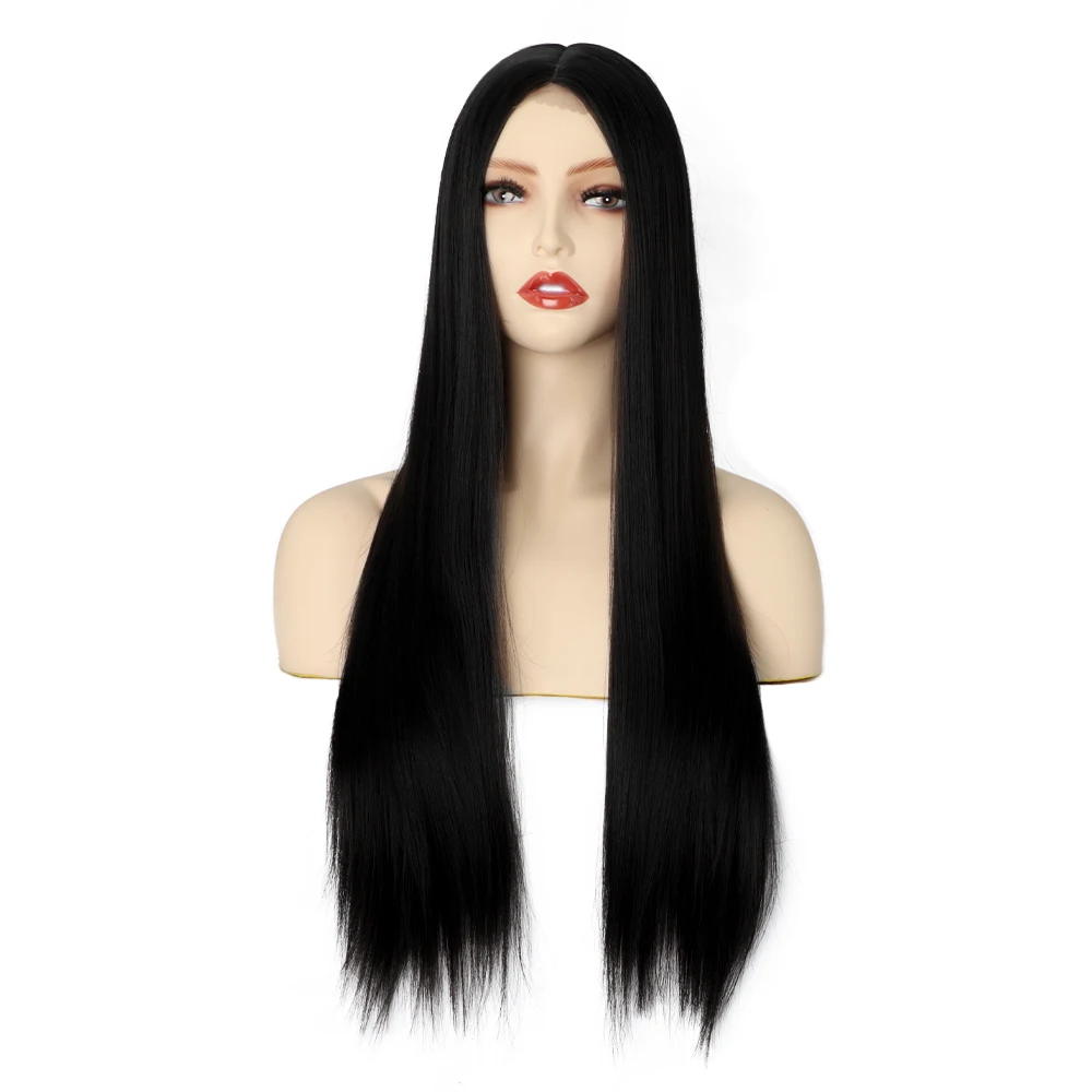 

Brazilian Hair Wigs Black Synthetic Lace Front Wigs 28 inches Various Colors 1B# Long Straight Wigs