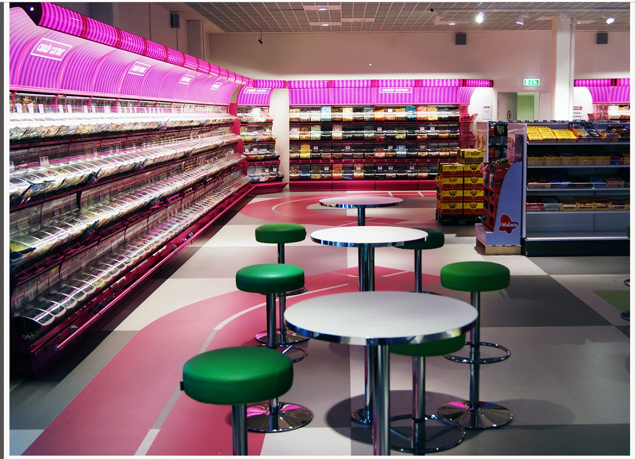 supermarket pick and mix equipment display rack with bulk food bins