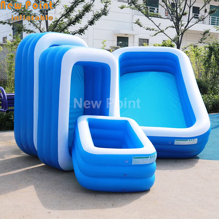 

2020 Guangzhou wholesale family 2 layers swimming pool inflatable for kids, White and blue or customize