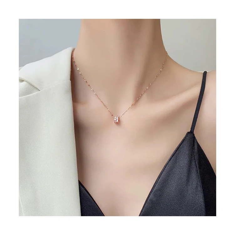 

Small waist zircon pendant necklace inlaid diamond titanium steel clavicle chain ins wind short necklace, Picture shows