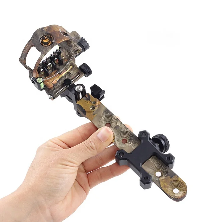 

7 Pins Compound Bow Sight 0.019 Optical Fiber CNC Aluminum Adjustment Retinal locking Archery Sight, Camo