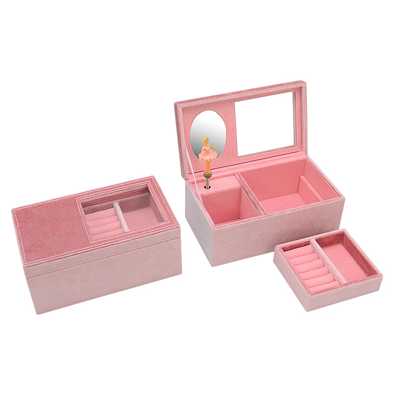 

Amazon Hot Sale Velvet Christmas Music Box Fashion Jewelry Girls