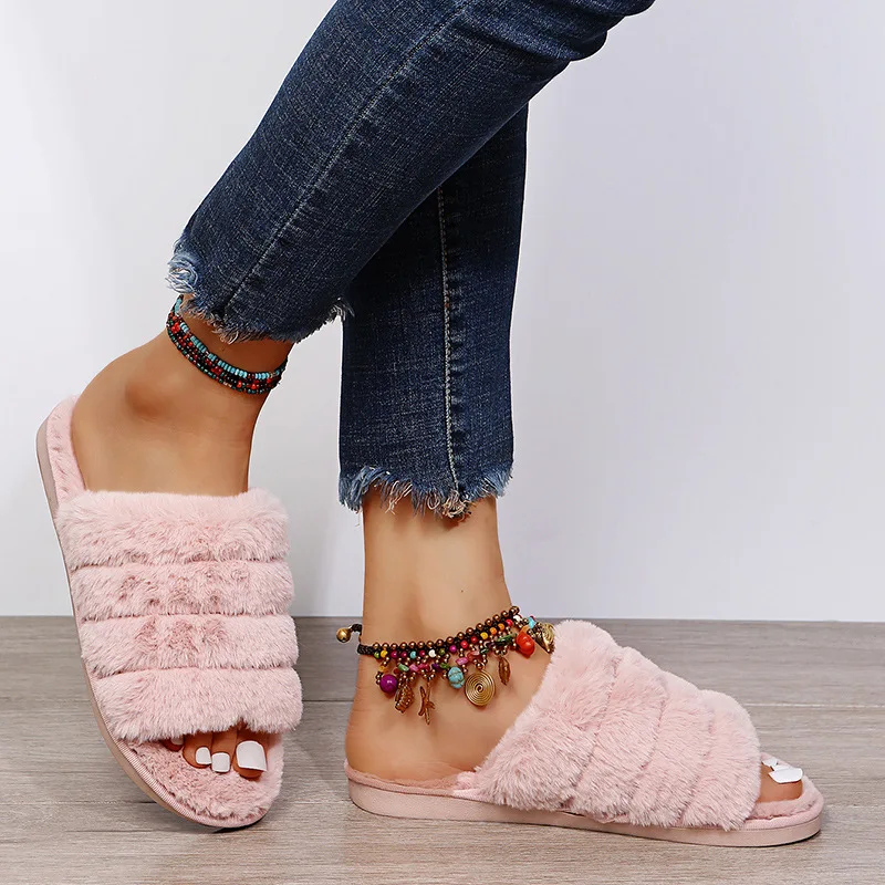 

Summer Thick-Bottomed Woolen Slippers For Women's Outer Wear New Winter Baby Same Style Sponge Cake Wool Cotton Slippers